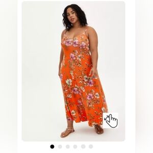 Torrid Orange Floral Knit Maxi Dress